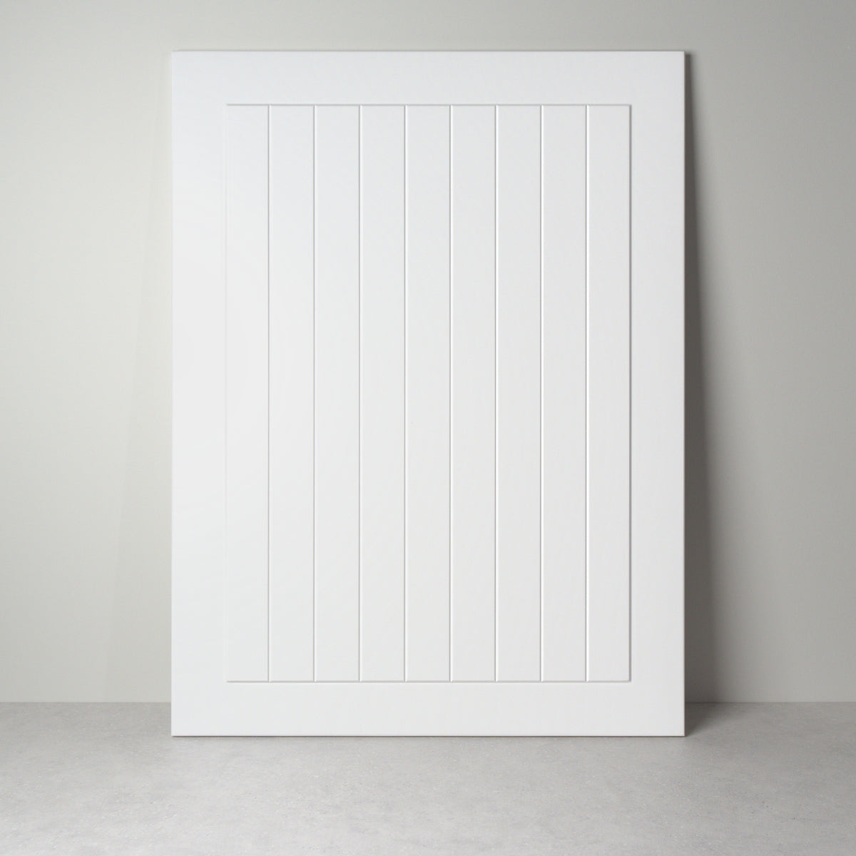 Front Hampton 19 mm do mebli IKEA, biały lakier, rama z panelem z pionowymi rowkami